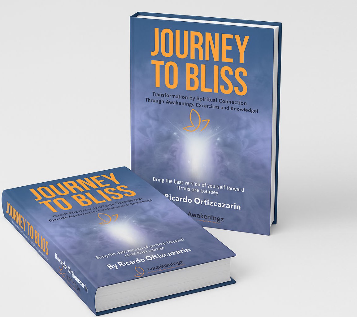 Awakeningz Journey book by Ricardo Ortizcazarin, hardcover and standing copy